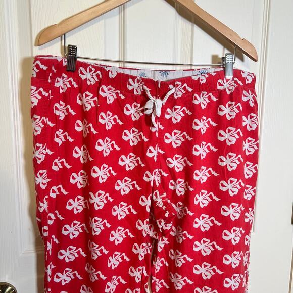 J. Crew Red and White Bow Pajama Pants Holiday Jammies Size Extra Large - Picture 3 of 6